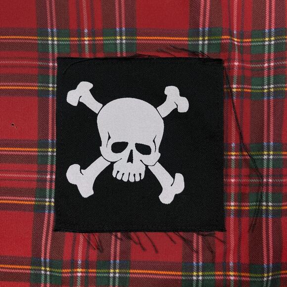 Vintage SDL Goth Mesh Plaid Skull Long Sleeve Blouse Top Euro Mall Goth Y2K Rare - Picture 5 of 16